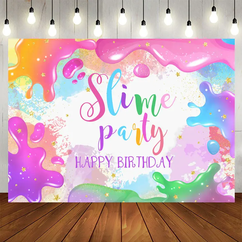 Aperturee Colorful Glitter Slime Party Birthday Backdrop