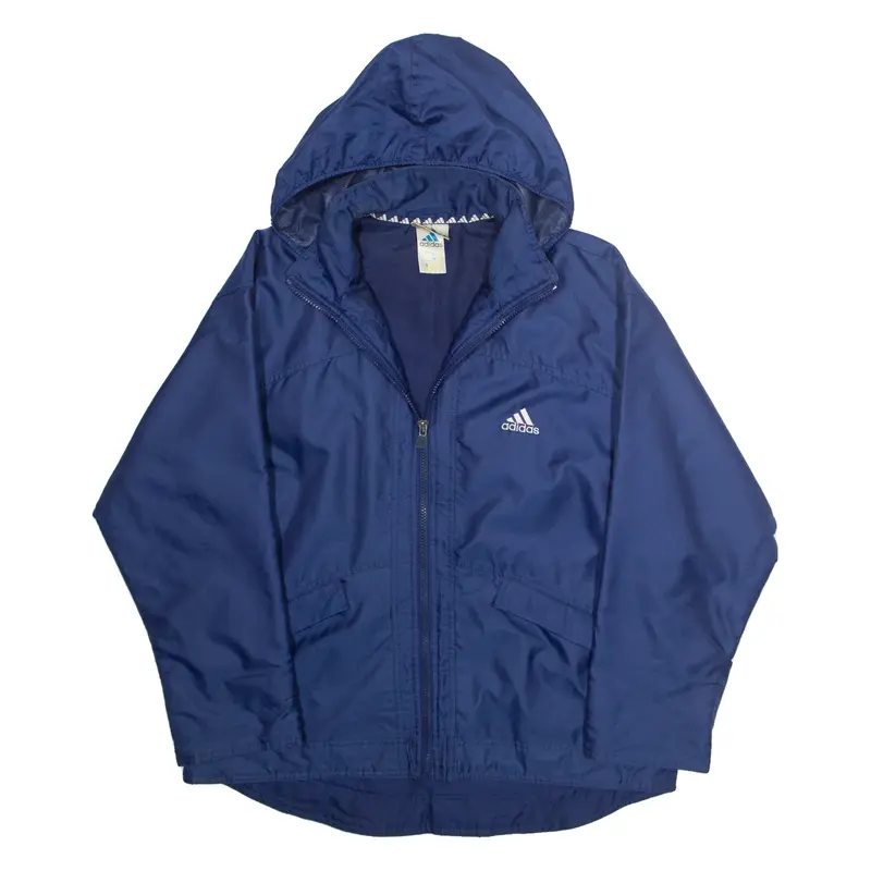 ADIDAS Mens Rain Jacket Blue Hooded L