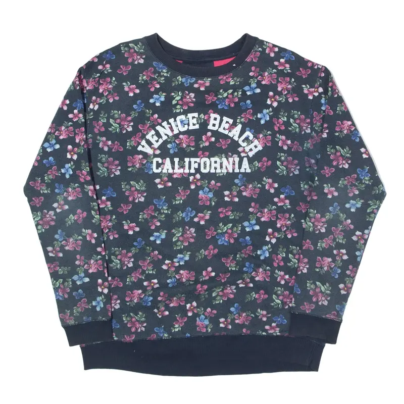 TERRANOVA Venice Beach California Floral USA Sweatshirt Blue Womens M