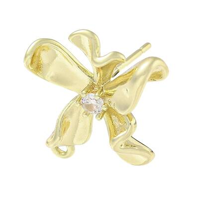 Brass Cubic Zirconia Ear Studs Findings