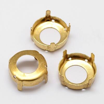 Flat Round Brass Sew on Prong Settings