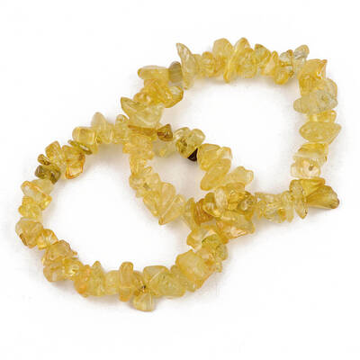 Unisex Chip Natural Citrine(Dyed & Heated) Beaded Stretch Bracelets