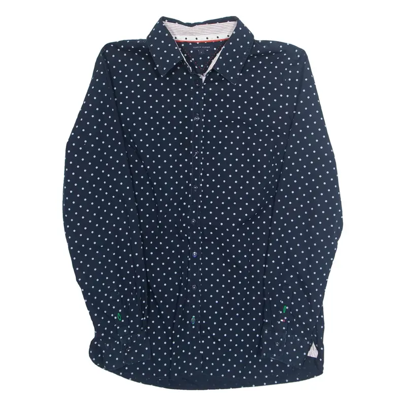 TOMMY HILFIGER Womens Shirt Blue Spotted Long Sleeve M