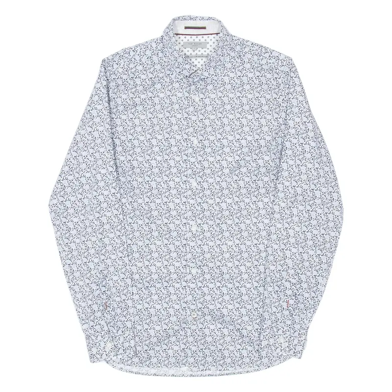 TED BAKER Mens Shirt Blue Floral Long Sleeve XS