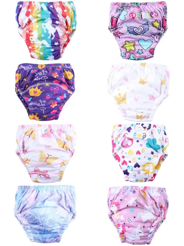 10 Pack Baby Boys Girls Reusable Training Pants, Soft Comfortable Fabric, Above the Knee Fitted Design for 0-3 Years