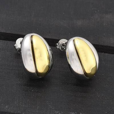 Brass Two Tone Stud Earrings for Women