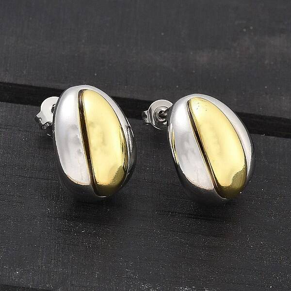 Brass Two Tone Stud Earrings for Women