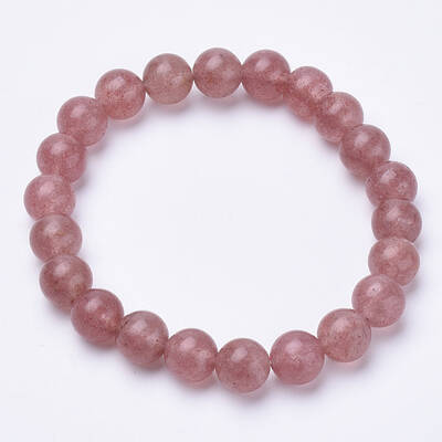 Natural Strawberry Quartz Beaded Stretch Bracelets