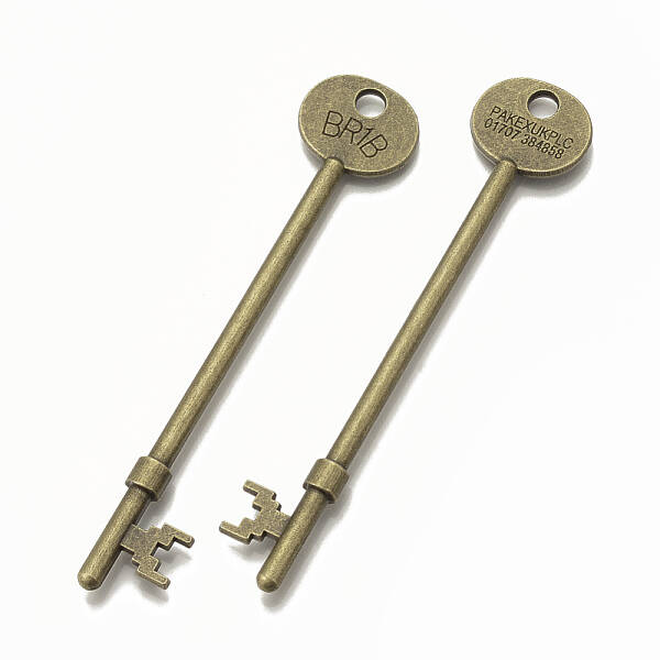Tibetan Style Alloy Skeleton Key Big Pendants