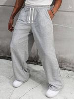 Men's Solid Color Straight Leg Pants, Casual Comfy Loose Fit Trousers for Spring & Fall, Fashion Men's Plain Bottoms for Dail...