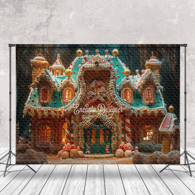 Luxurious Candy Gingerbread House Christmas Backdrop - Aperturee