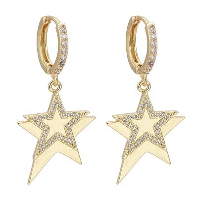 Brass Micro Pave Cubic Zirconia Huggie Hoop Earrings