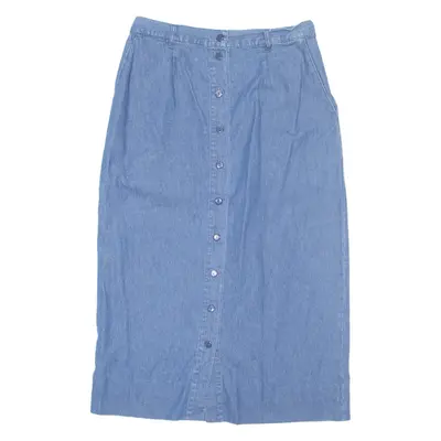 YALNUT Buttoned Womens Straight Skirt Blue Midi Denim M