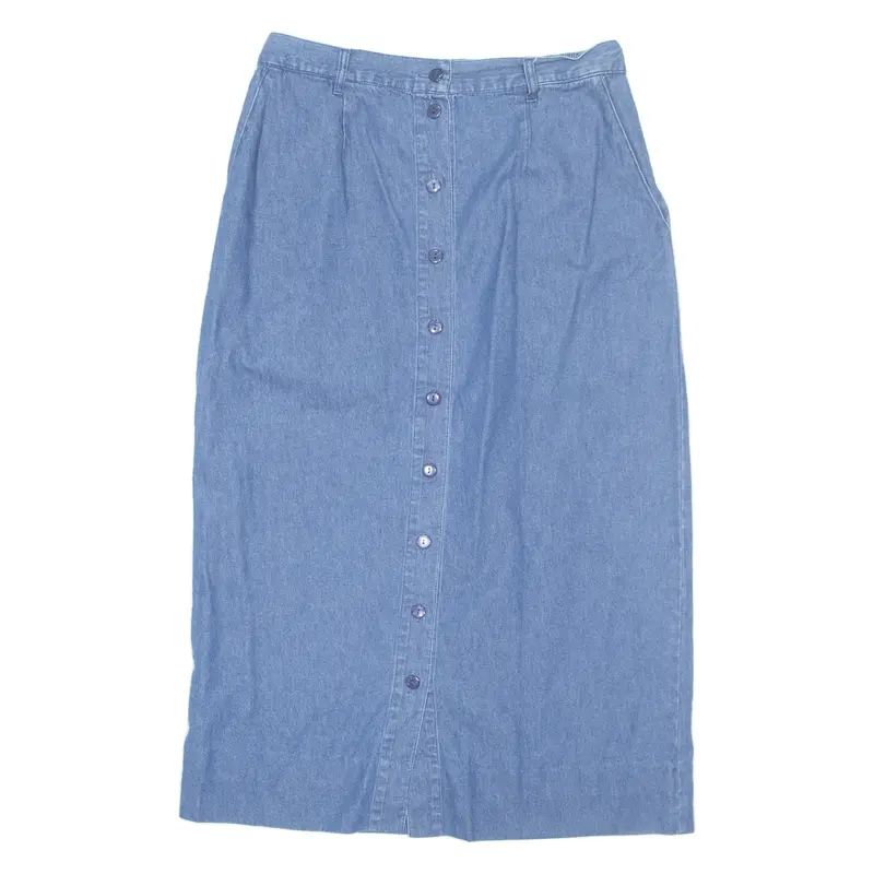 YALNUT Buttoned Womens Straight Skirt Blue Midi Denim M