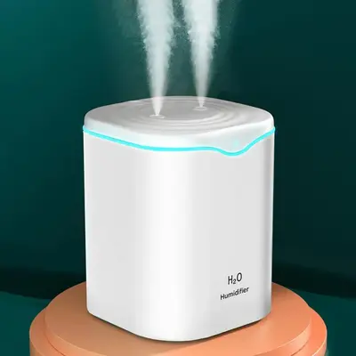 2000ML Large Capacity Air Humidifier, 1 Count USB Powered Double Spray Humidifier with Night Light, Household Humidification ...