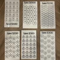 A6 Laminated Savings Challenge Trackers for Financial Goals - 'Vacation Fund', 'Emergency Fund', 'Home Down Payment'