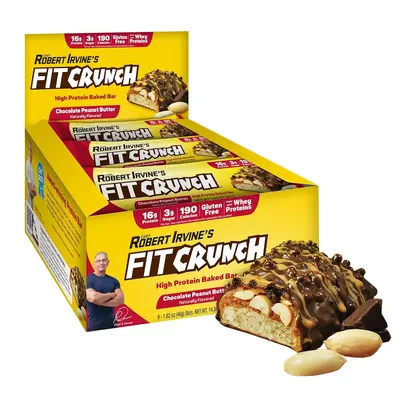 FITCRUNCH Snack Size Protein Bars, Designed by Robert Irvine, 6-Layer Baked Bar, Gluten Free & Soft Cake Core (9 Count, Peanu...