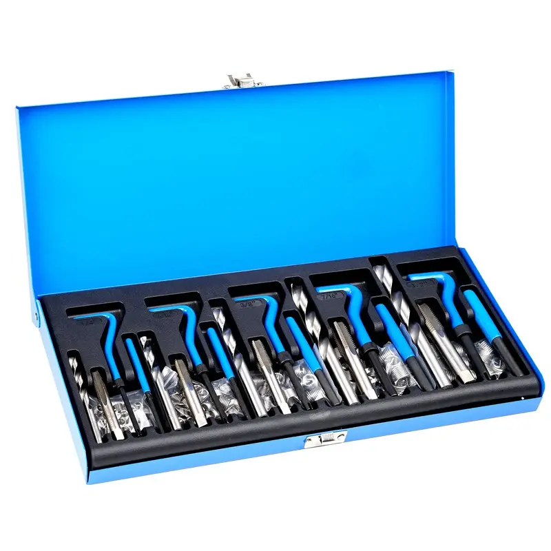 VEVOR 131 PCS Helicoil Thread Repair Kit SAE Tool 1/4 5/16 3/8 7/16 1/2 in UNC，repair tool kit