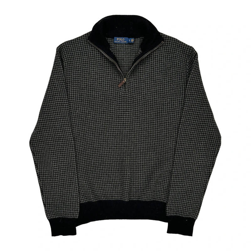 Ralph Lauren 1/4 Zip - Large Black Wool Blend