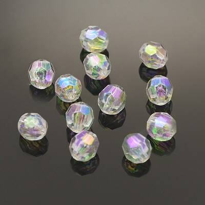 AB Color Plated Clear AB Transparent Acrylic Round Beads