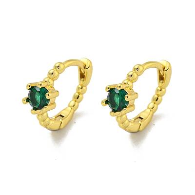 Brass Micro Pave Cubic Zirconia Hoop Earring