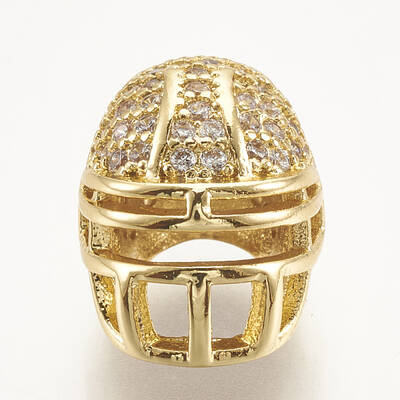 Brass Micro Pave Cubic Zirconia Football Helmet Beads