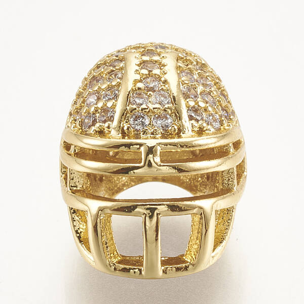 Brass Micro Pave Cubic Zirconia Football Helmet Beads