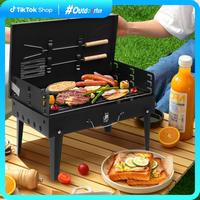 【Outdoorfun】Tiny Small Portable Charcoal Grill, 17x10x18 in. Outdoor Foldable BBQ Grill with Barbecue Accessories & Lid f...