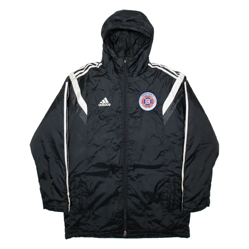 ADIDAS Kentucky Fire Juniors Mens Coat Black Nylon USA Hooded L