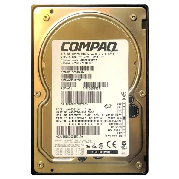 127978-001 HP 9.1GB Wide Ultra2 SCSI 10000 3.5-inch Hard Drive