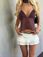 Women's Polka Dot Print Tie Shoulder Cami Top, Fashion Casual Sleeveless Top for Daily Outdoor Wear, Women Top Clothes for Su...