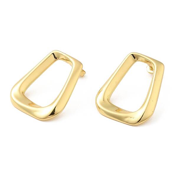 Rack Plating Brass Hollow Trapezoid Stud Earrings for Women