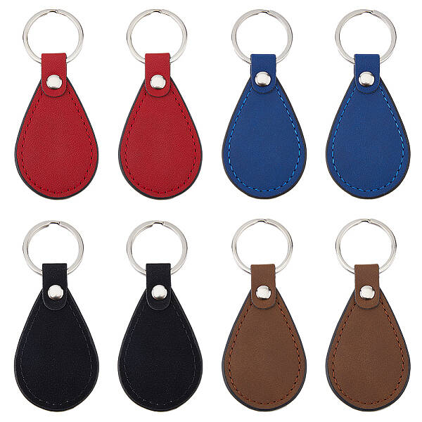 8Pcs 4 Colors PU Leather Pendant Keychain