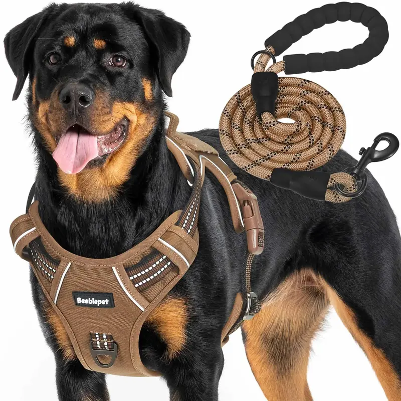 Heavy Duty Tactical Dog Harness for Large Dogs, No Pull Adjustable Pet Harness Reflective Service Training Easy Control Pet V...