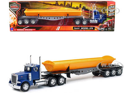 Peterbilt 379 Truck with Side Dump Blue and Yellow \