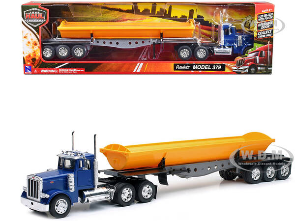 Peterbilt 379 Truck with Side Dump Blue and Yellow \