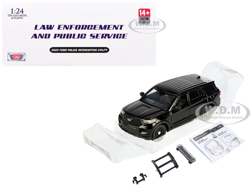 2022 Ford Police Interceptor Utility Unmarked Black Builder's Kit Law Enforcement and Public Service Series 1/24 Diecast ...