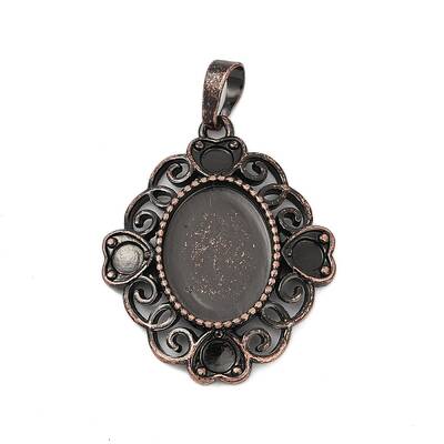Heart with Oval Brass Pendant Cabochon Settings