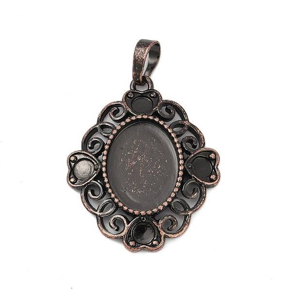 Heart with Oval Brass Pendant Cabochon Settings
