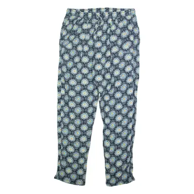 WEIRD FISH Floral Womens Trousers Blue Relaxed Straight W30 L30