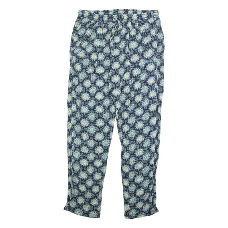 WEIRD FISH Floral Womens Trousers Blue Relaxed Straight W30 L30