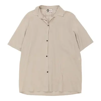 Lanvin Short Sleeve Shirt - XL Cream Silk Blend | Size: x-large