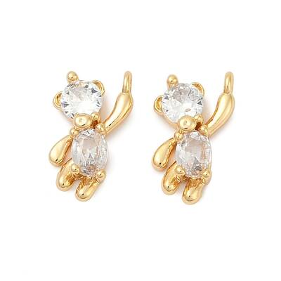 Brass Micro Pave Clear Cubic Zirconia Charms