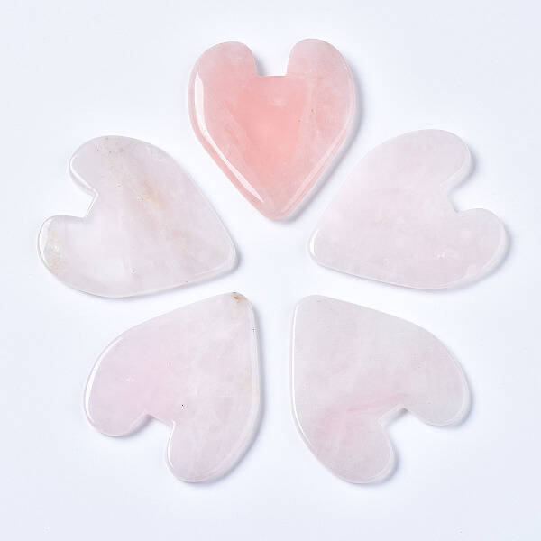 Natural Rose Quartz Heart Gua Sha Stone