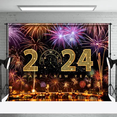 Aperturee Sparks Celebration 2024 Happy New Year Backdrop
