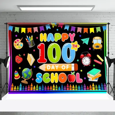 Colorful Pencils Back To School 100th Day Backdrop - Aperturee