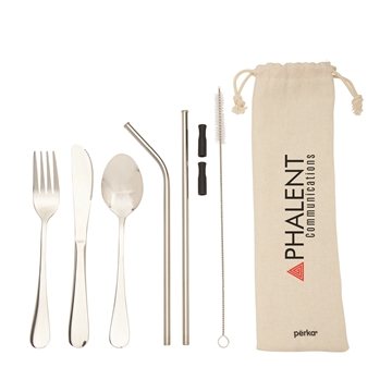 24 Customized Perka Castellana 6-Piece Steel Straw & Utensil Set - ...