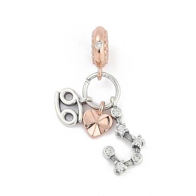 Brass Pendants with Cubic Zirconia European Beads