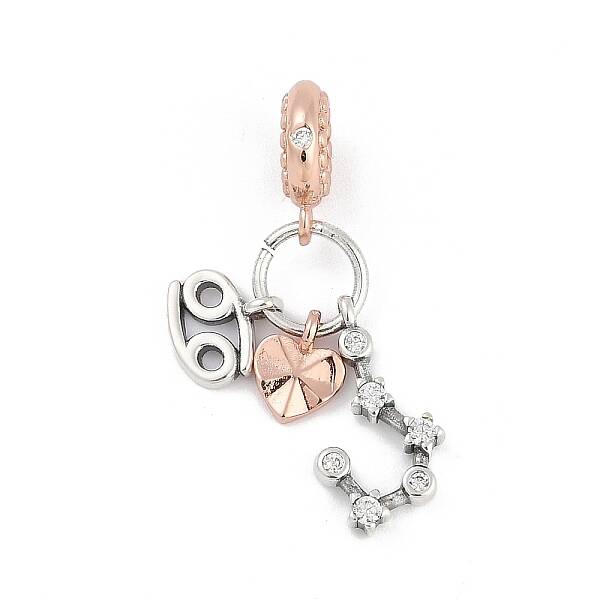 Brass Pendants with Cubic Zirconia European Beads