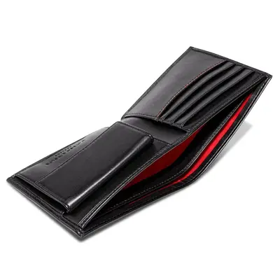 Coin Wallet in Black with Red